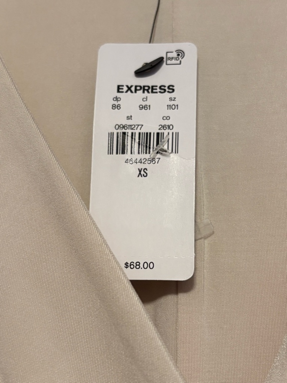 Express Beige Wrap Tunic Top / Mini Dress XS NWT Ruched Side Tie - Picture 4 of 6